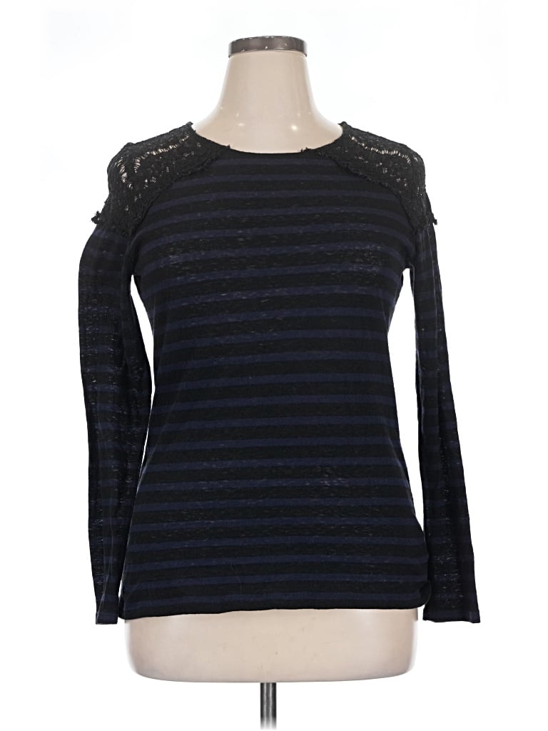 Pre-owned Gap Outlet Long Sleeve Top Black Cold Shoulder Neckline Tops