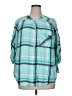 Catherines 100% Rayon Plaid Teal 3/4 Sleeve Button-Down Shirt Size 1X - photo 1