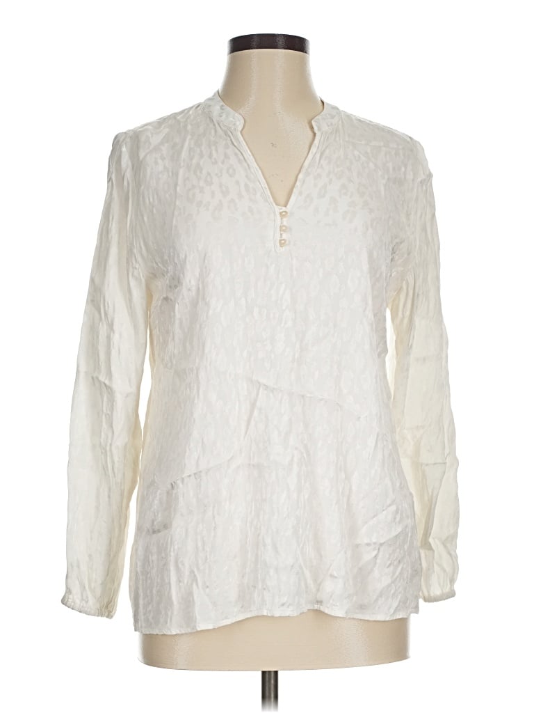 Pre-owned Soft Surroundings Long Sleeve Blouse In Ivory