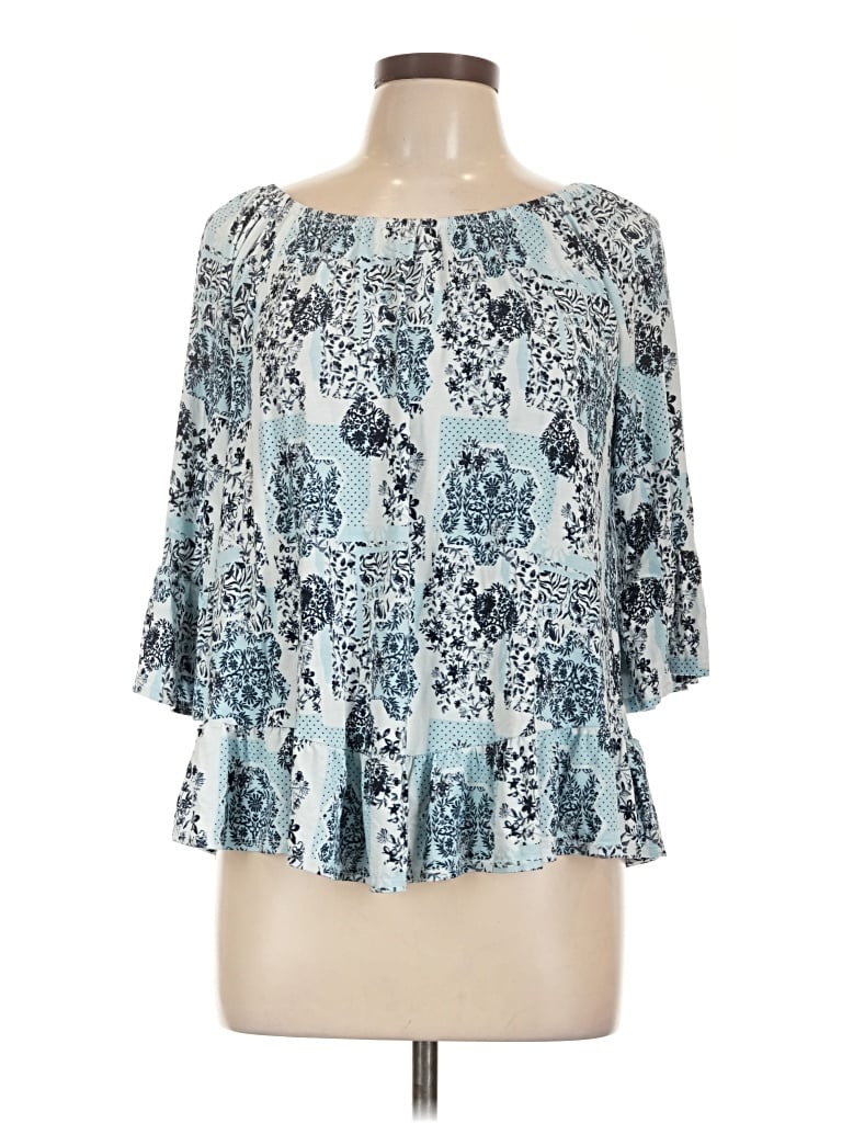 Pre-owned Style & Co 3/4 Sleeve T-shirt In Blue