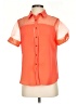 Moon Color Block Orange Short Sleeve Blouse Size S - photo 1