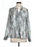 Calvin Klein 100% Polyester Metallic Silver Long Sleeve Blouse Size L - photo 1