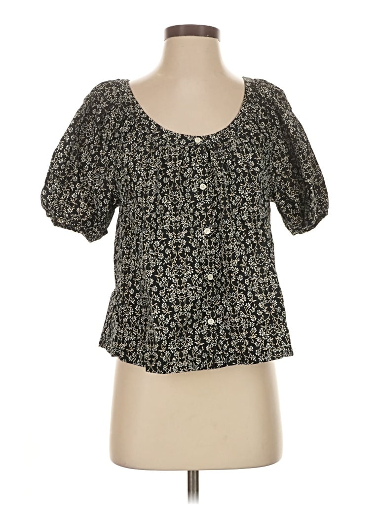 Pre-owned Universal Thread Short Sleeve Blouse In Black