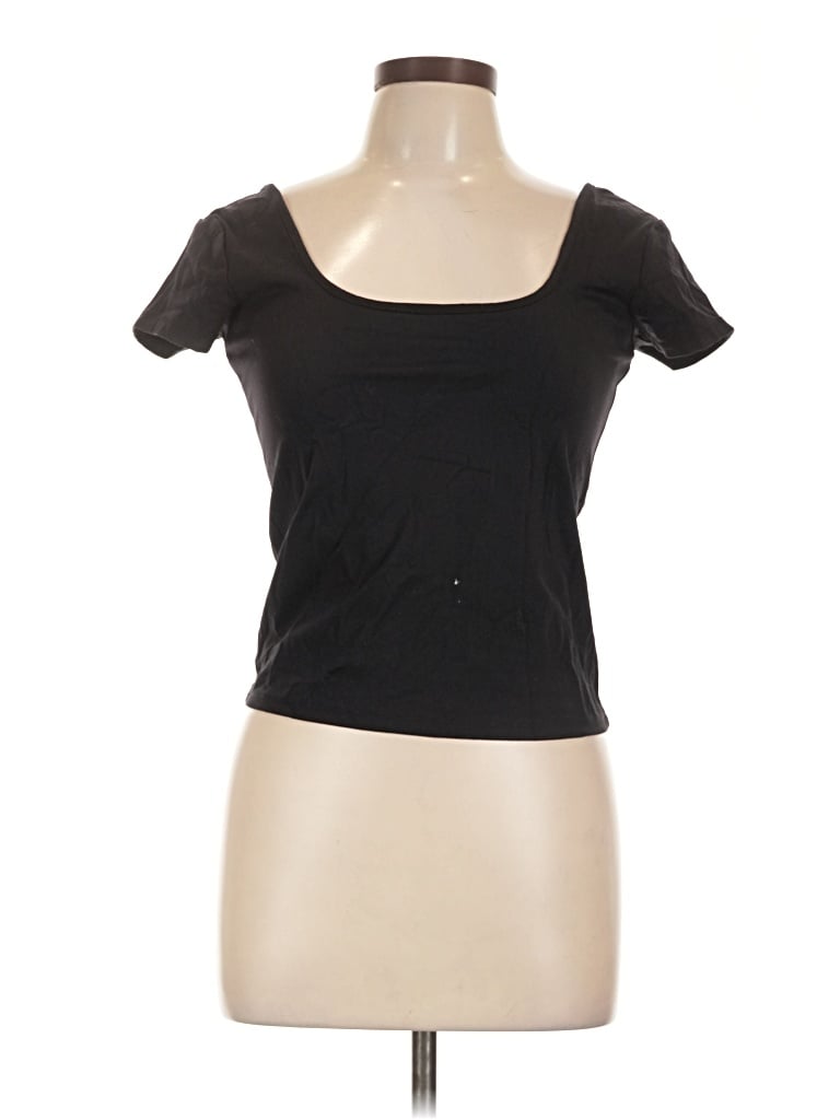Pre-owned Cotton On Short Sleeve Top Black Scoop Neck Tops