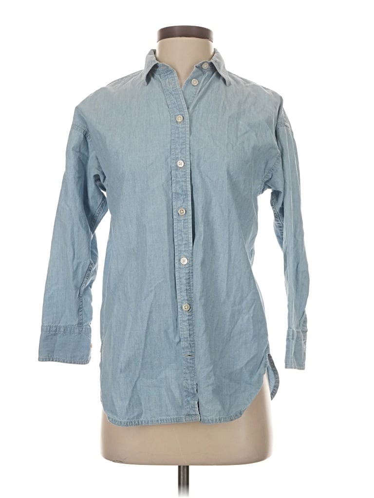 Pre-owned Jcrew 3/4 Sleeve Button Down Shirt In Blue
