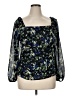 Lush 100% Polyester Black 3/4 Sleeve Blouse Size 1X - photo 1