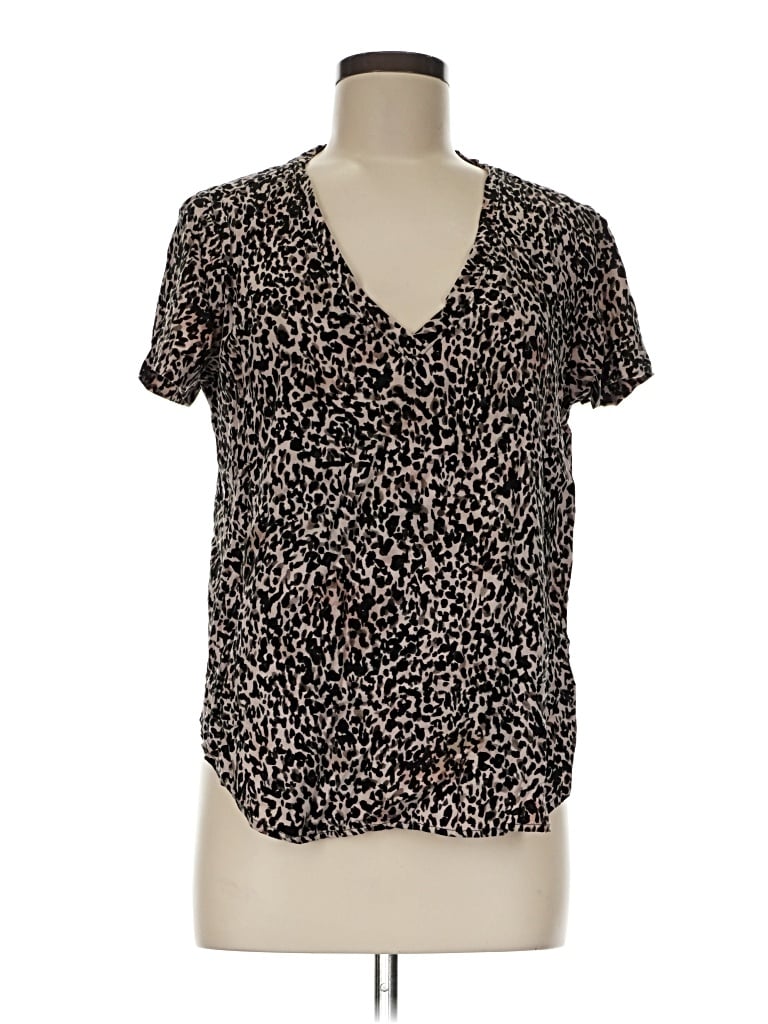 Pre-owned Bella Dahl Short Sleeve Henley Shirt In Black