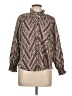 Veronica Beard 100% Cotton Chevron-herringbone Brown Long Sleeve Blouse Size L - photo 1