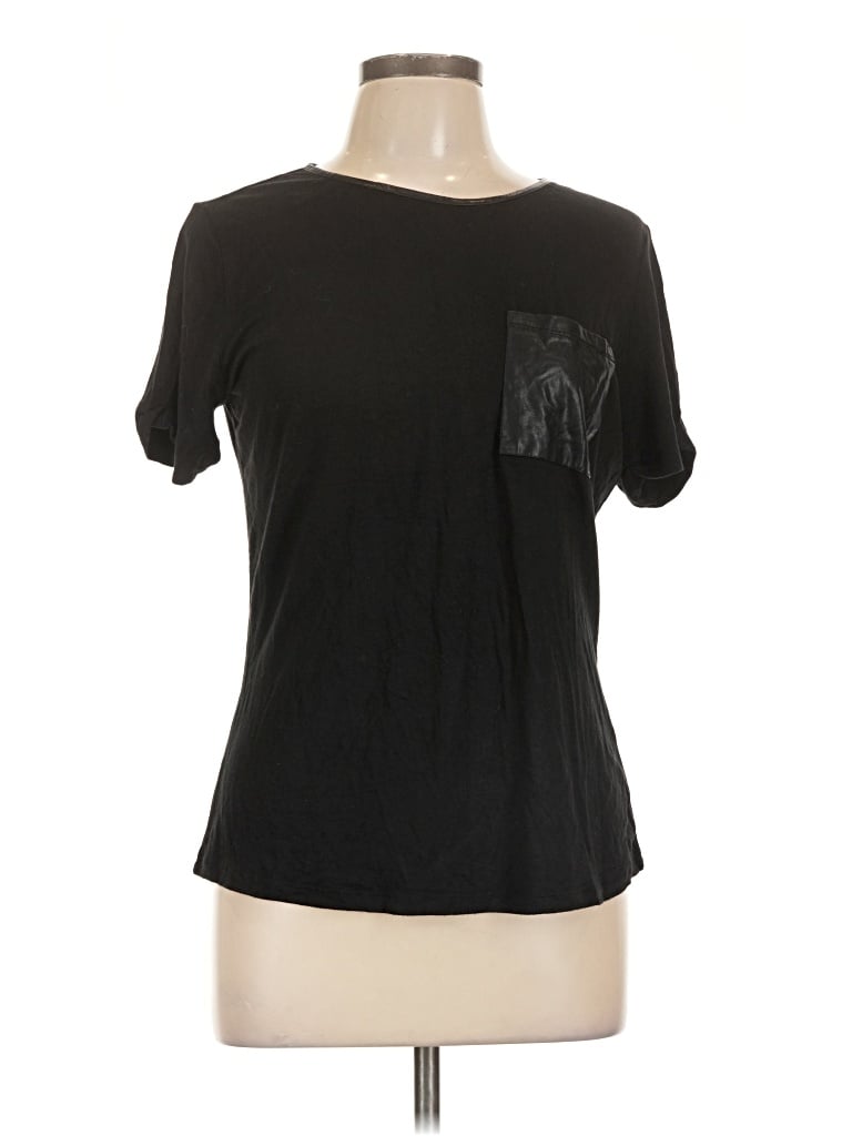 Pre-owned Wdny Short Sleeve Top Black Crew Neck Tops