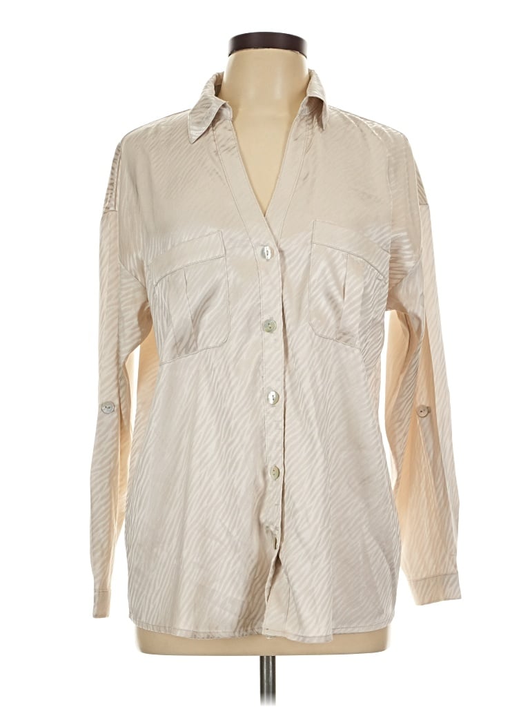 Pre-owned Entro Long Sleeve Blouse In Ivory