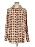Charlie 100% Polyester Print Brown Long Sleeve Blouse Size L - photo 1
