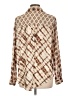 Charlie 100% Polyester Print Brown Long Sleeve Blouse Size L - photo 2