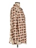 Charlie 100% Polyester Print Brown Long Sleeve Blouse Size L - photo 4
