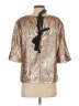 J.Crew 100% Polyester Metallic Gold 3/4 Sleeve Top Size 4 (tall) - photo 2
