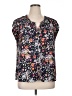 Daniel Rainn Floral Black Short Sleeve Blouse Size XL - photo 1