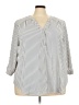 Torrid 100% Polyester Stripes Gray 3/4 Sleeve Blouse Size 3X Plus (3) - photo 1