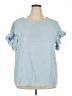 Shein Curve 100% Polyester Blue Short Sleeve Blouse Size 18 Plus (3) - photo 1