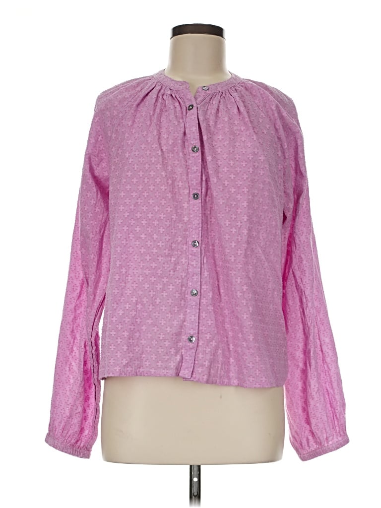 Pre-owned Evereve Long Sleeve Blouse In Pink
