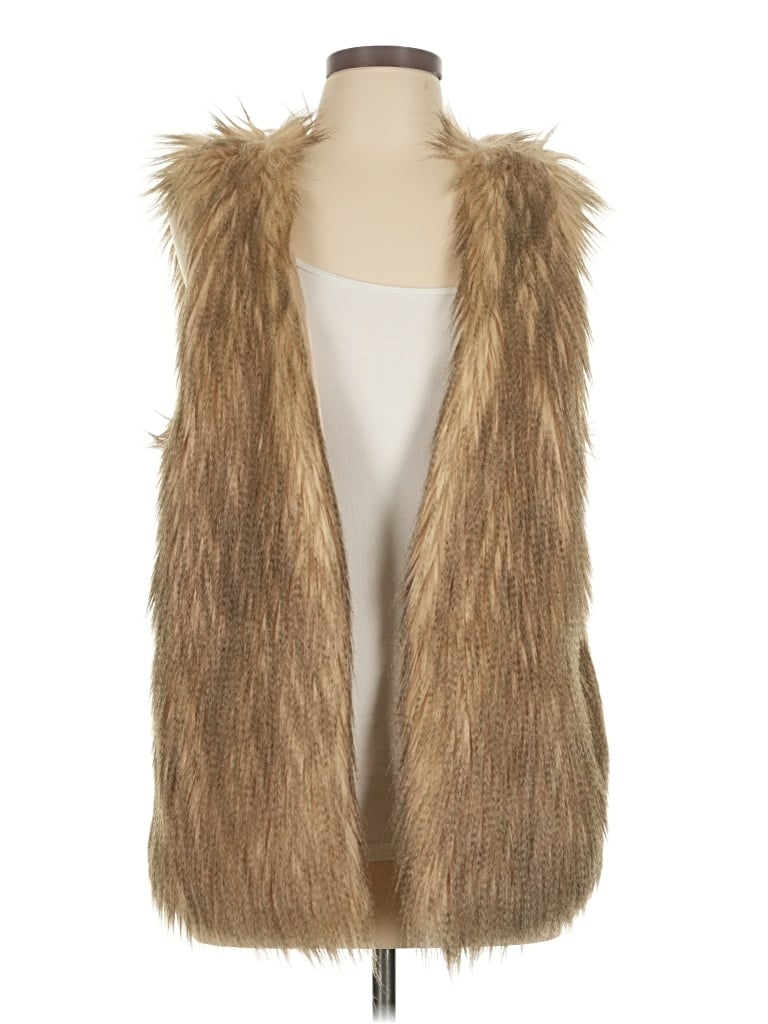 Pre-owned Tart Collections Faux Fur Vest In Gold
