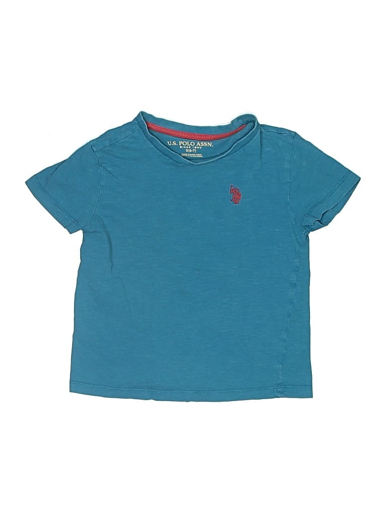 Pre-owned U.s. Polo Assn Kids' Short Sleeve T-shirt In Teal