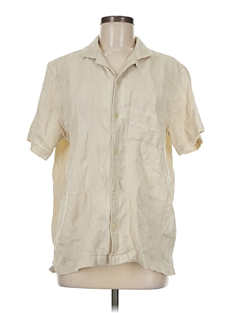 Pre-owned Sun + Stone Short Sleeve Button Down Shirt In Ivory