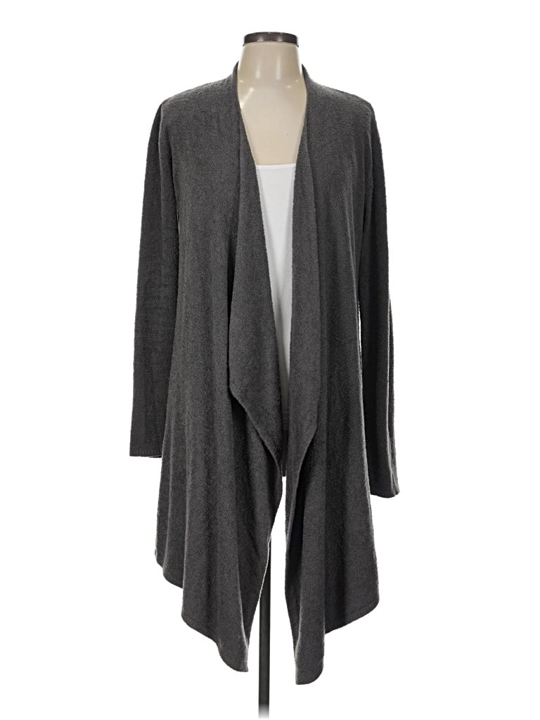 Pre-owned Barefoot Dreams Cozychic Lite Cardigan Sweater In Gray