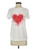 Unbranded 100% Polyester Hearts White Short Sleeve T-Shirt Size S - photo 1
