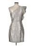 Saylor 100% Polyester Metallic Silver Cocktail Dress Size L - photo 2
