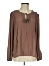 DR2 100% Polyester Brown Long Sleeve Blouse Size S - photo 1
