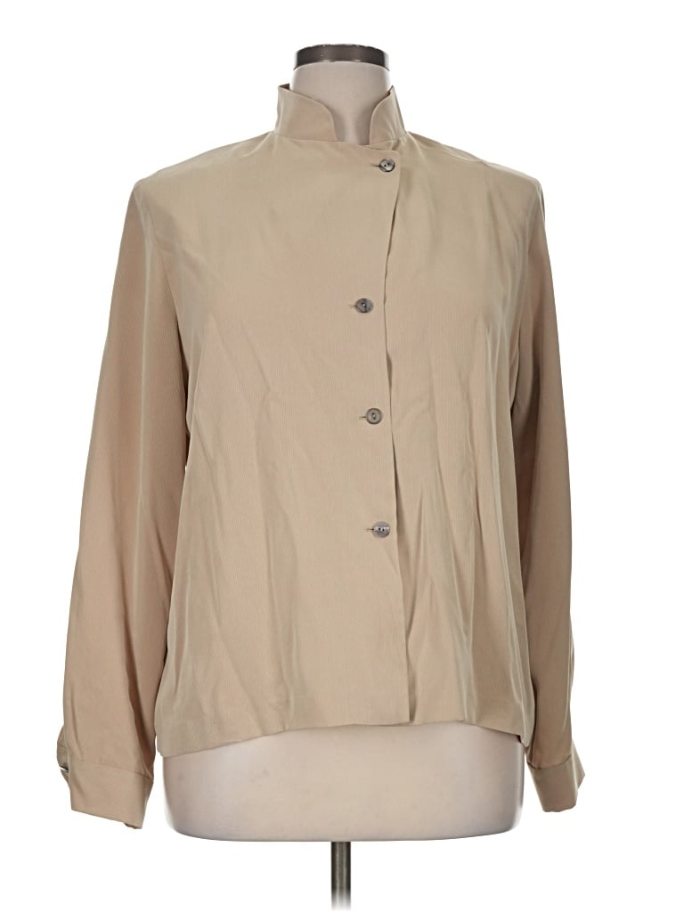 Pre-owned Doncaster Collection Long Sleeve Blouse In Tan