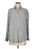 7 For All Mankind 100% Rayon Stripes Silver Long Sleeve Button-Down Shirt Size M - photo 1
