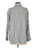 7 For All Mankind 100% Rayon Stripes Silver Long Sleeve Button-Down Shirt Size M - photo 2