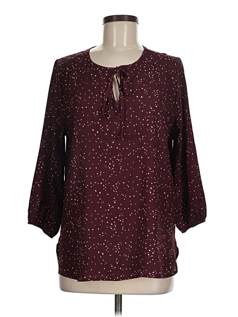 Pre-owned West Kei 3/4 Sleeve Blouse In Burgundy