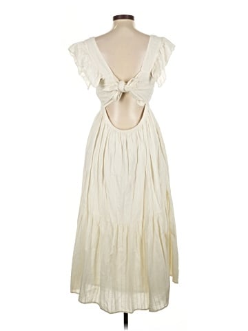 Madewell Ruffle-Strap Tiered Midi Dress in Textural Stripe (view 2)