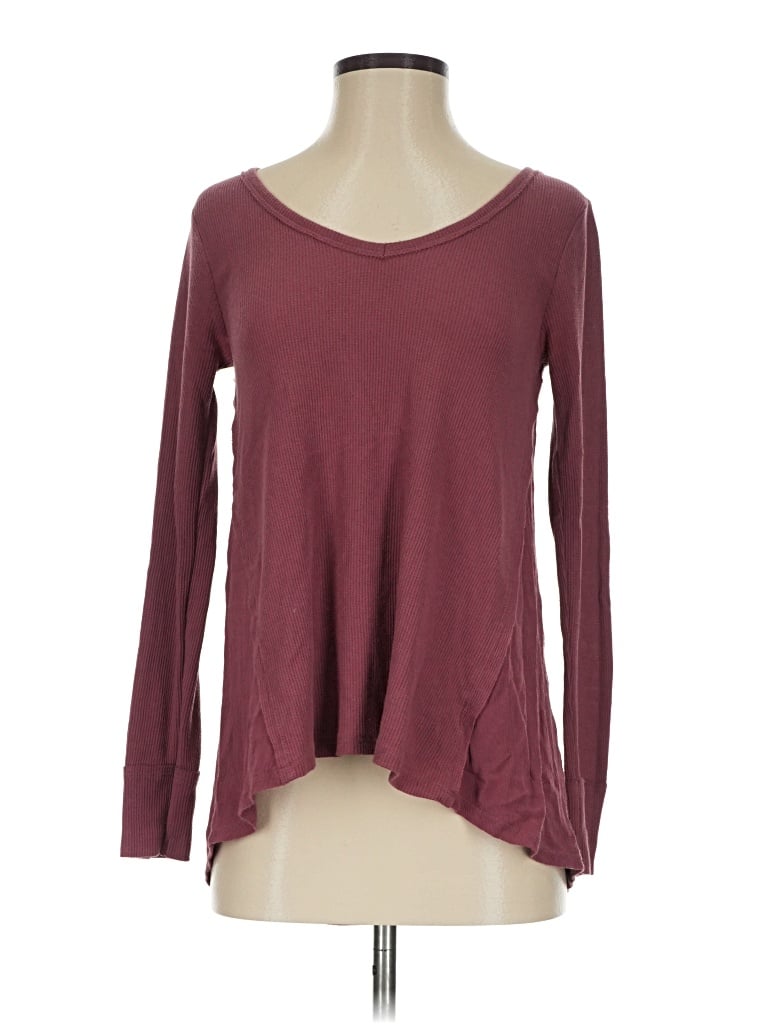 Pre-owned Altar'd State Long Sleeve T-shirt In Burgundy