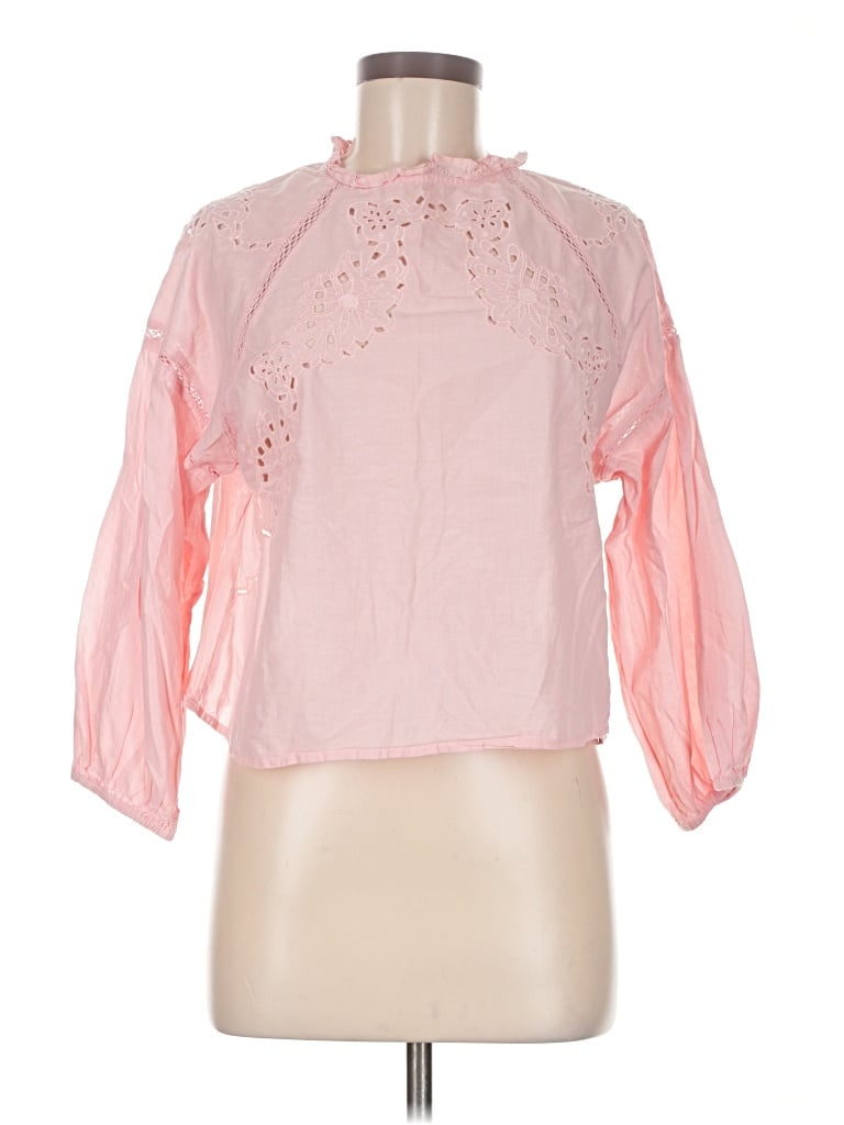 Pre-owned Zara 3/4 Sleeve Blouse In Pink