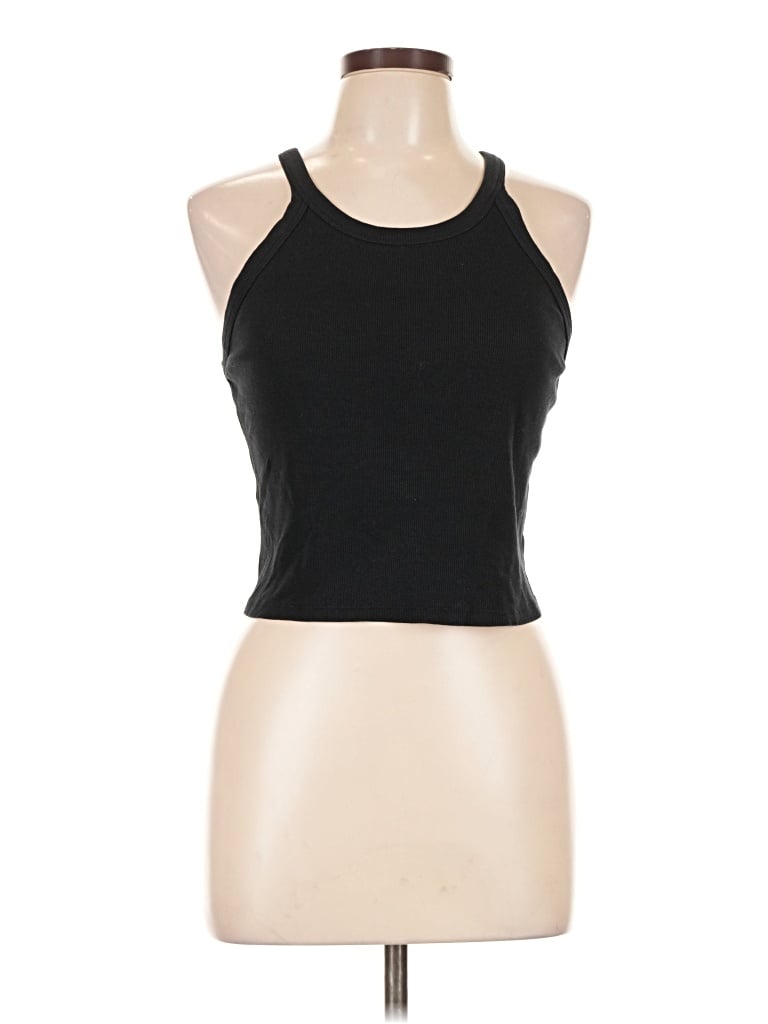Pre-owned Open Edit Tank Top Black Halter Neckline Tops