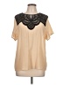 Lie 100% Nylon Tan Short Sleeve Blouse Size L - photo 1