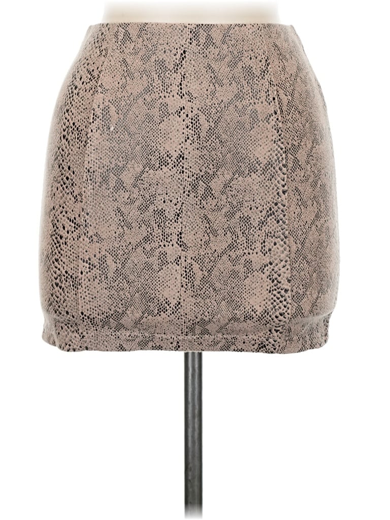 Pre-owned Wild Honey Faux Leather Skirt In Gray