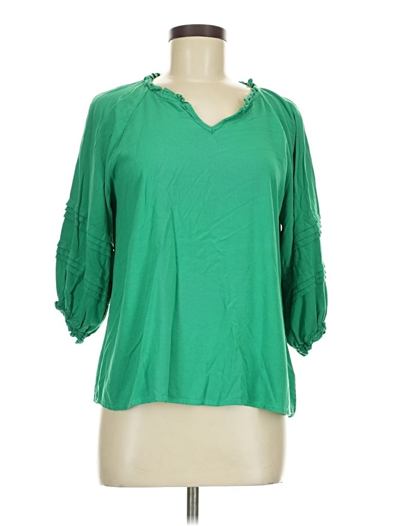 Pre-owned Andree By Unit 3/4 Sleeve Blouse In Green