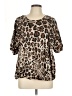 Cato Animal Print Brown Short Sleeve Blouse Size L - photo 1
