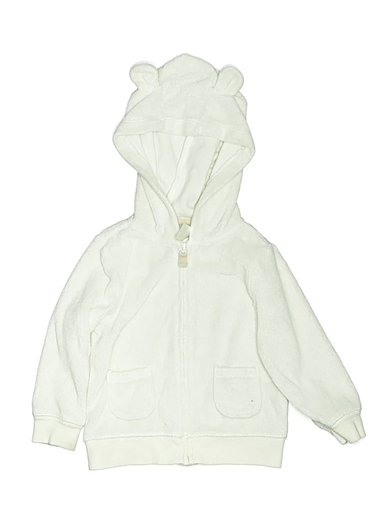 Pre-owned Carter's Babies' Zip Up Hoodie In Ivory