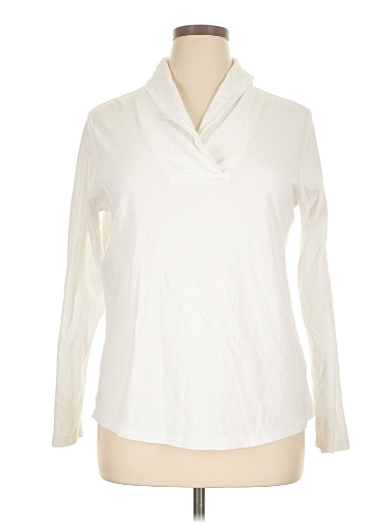 Pre-owned L.l.bean Long Sleeve Polo Shirt In Ivory