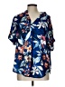 Unbranded 100% Polyester Floral Blue Short Sleeve Blouse Size L - photo 1
