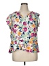 True Craft 100% Rayon Floral Yellow Short Sleeve Blouse Size 1X - photo 1