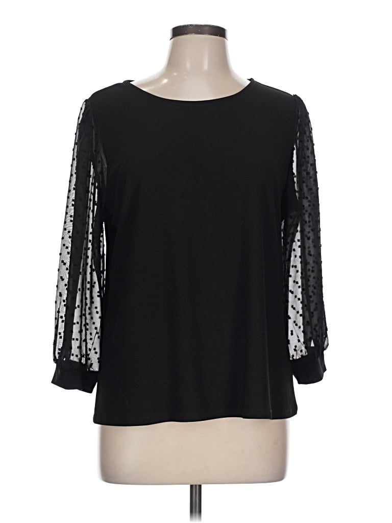 Pre-owned Cece 3/4 Sleeve Top Black Crew Neck Tops