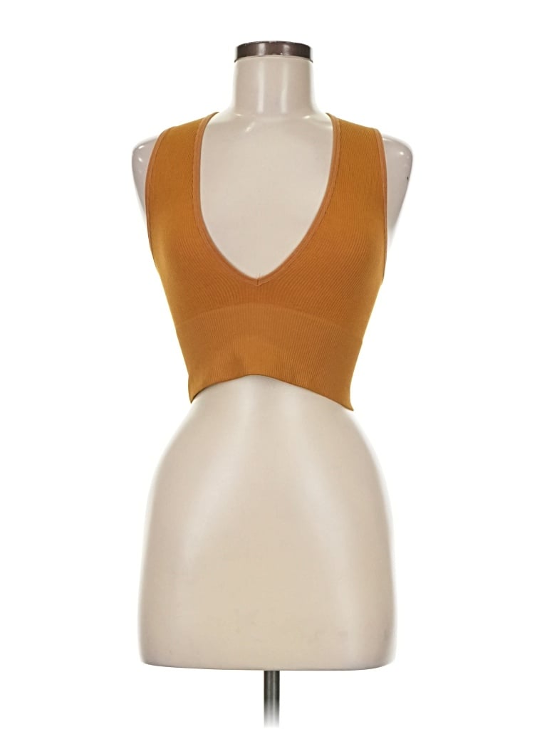 Pre-owned Out From Under Tank Top Gold Halter Neckline Tops