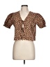 No Comment Brown Short Sleeve Blouse Size L - photo 1