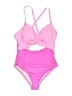 Unbranded 100% Polyester Solid Pink One Piece Swimsuit Size XL - photo 1