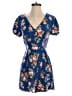 Xhilaration 100% Rayon Floral Blue Romper Size S - photo 1